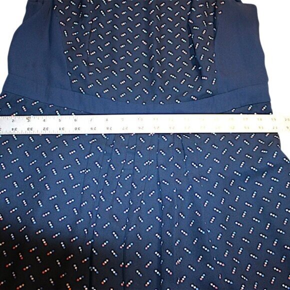 Tommy Hilfiger Navy Geometric Pleated Fit & Flare Dress Size 18 - Picture 7 of 9